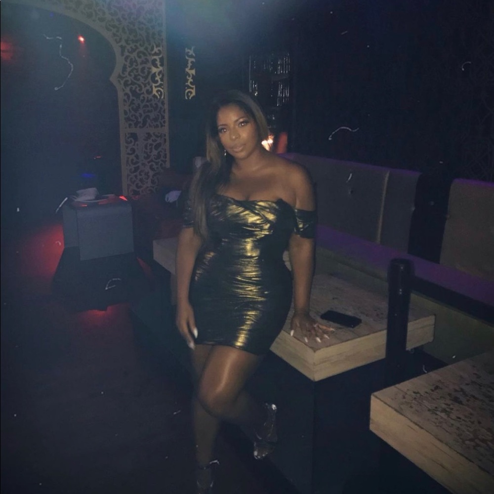 Houseofcb shimmery gold dress, sz L (US 8).